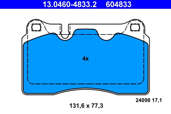 13.0460-4833.2 колодки дисковые п.\ VW Touareg, Land Rover Range Rover 3.2-4.2i/ 13.0460-4833.2 ATE