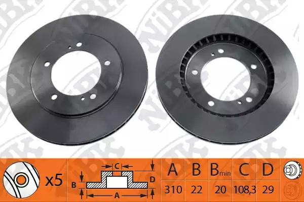 Диск тормозной SUZUKI Grand Vitara (-05) передний (1шт.) NIBK RN1140 NIBK