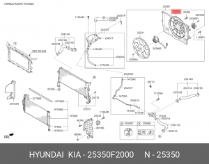 Диффузор HYUNDAI Elantra (16-) вентилятора охлаждения OE 25350F2000 HYUNDAI KIA