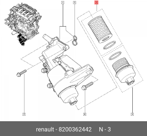 Фильтр масляный RENAULT/NISSAN/OPEL 2.0/2.5 dci 8200 362 442 8200362442 RENAULT