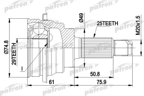 Вал приводной SUZUKI Liana передний правый с кольцом АБС PATRON PCV1039 PATRON