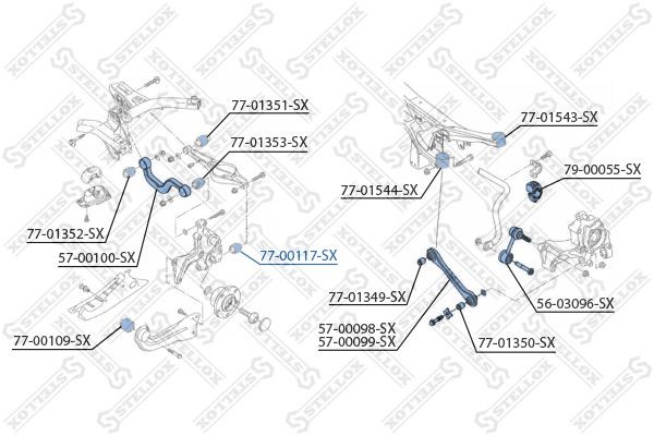 сайлентблок заднего рычага нижн.!\ Chery Tiggo 4/7 Pro 17>, Audi A3, VW Golf/Tou 77-00117-SX STELLOX