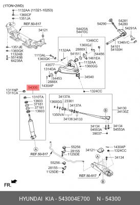 Амортизатор HYUNDAI HD35 (17-) передний газовый OE 54300 4E700 HYUNDAI KIA