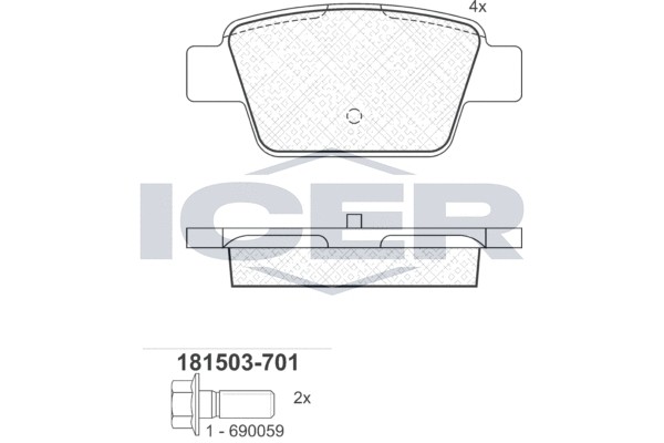 181503-701 колодки дисковые задние !\ Fiat Stilo/Multi Wagon 1.2i-1.9JTD 01> 181503-701 ICER
