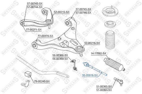 тяга рулевая!\ Nissan Navara D40M 03> 55-05916-SX STELLOX