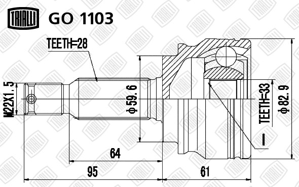 ШРУС Mitsubishi Lancer X (07-) 1.6i/1.8i (наруж.) (GO 1103) GO 1103 TRIALLI