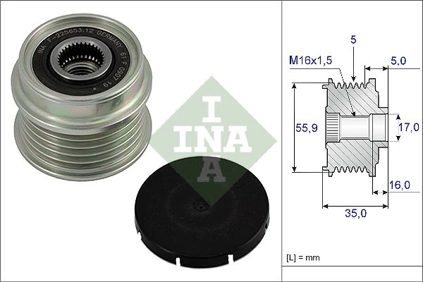Шкив генератора AUDI A4 (B5), VW PASSAT (3B2) 1.9TDI 535000410 535 0004 10 INA