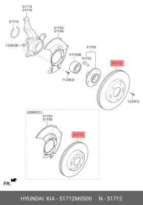 Диск тормозной передний 51712M0500 HYUNDAI KIA