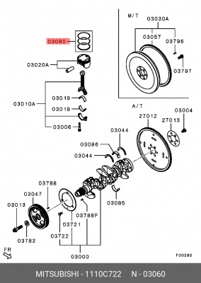 Кольца поршневые MITSUBISHI Colt (11-),Lancer комплект на 1 цилиндр OE 1110C722 MITSUBISHI