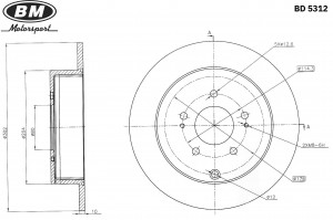 Диск тормозной задний (1шт.) BD5312 BD5312 BM MOTORSPORT