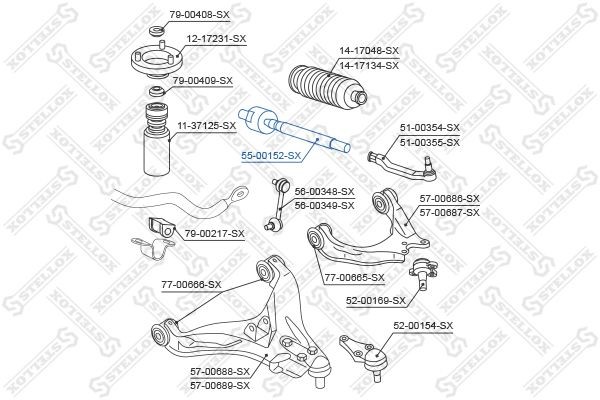 тяга рулевая!\ Mitsubishi Pajero V63/65/68/73/75/78W 99> 55-00152-SX STELLOX