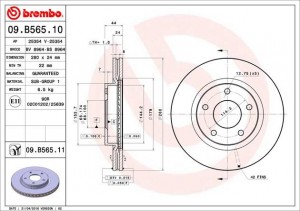 Диск тормозной Brembo Painted Disc 09.B565.11 09.B565.11 BREMBO