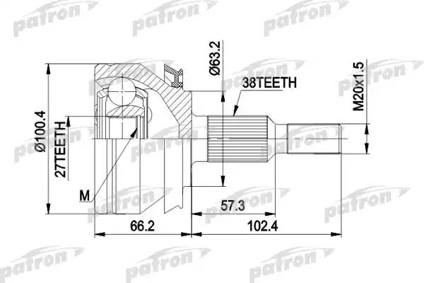 ШРУС наружный VW T5 (03-) (1.9 TDI-2.5 TDI) комплект PATRON PCV4032 PATRON