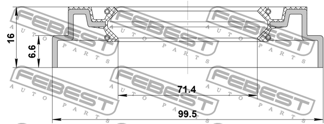САЛЬНИК СТУПИЧНЫЙ ПЕРЕДНИЙ 71.4X99.5X6.6X16 95QDS-73990716X 95QDS-73990716X FEBEST