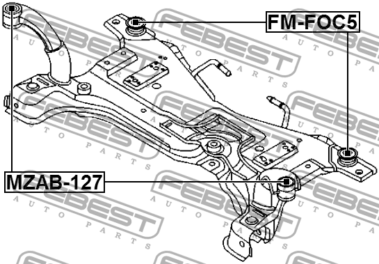 Сайлентблок передней балки передний FORD FOCUS II (5дв) MZAB-127 MZAB-127 FEBEST