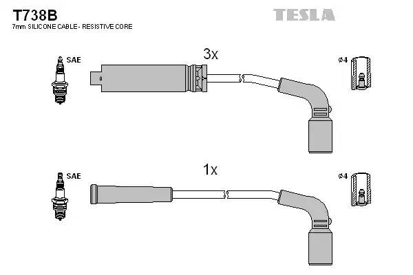 Провод высоковольтный DAEWOO Nexia (8V) CHEVROLET Lanos (8V),Aveo (1.4) (8V) ком T738B TESLA