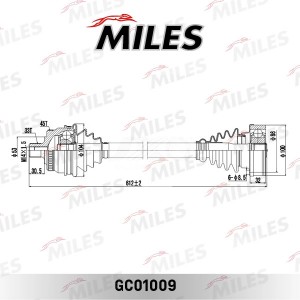 Привод в сборе левый AUDI A4/VW PASSAT 1.6/1.8 95-01 (GKN 301218) GC01009 GC01009 MILES
