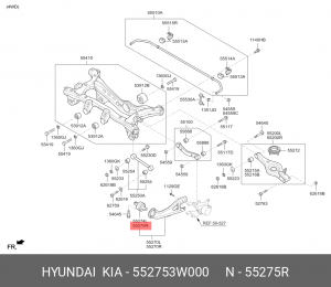 Сайлентблок заднего продольного рычага R 55275-3W000 55275-3W000 HYUNDAI KIA