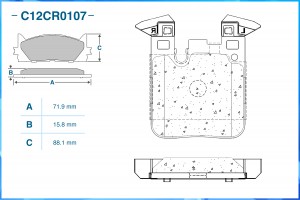 Колодки тормозные задние (Low Metallic) C12CR0107 CWORKS