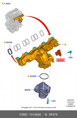 Датчик абсолютного давления воздуха FORD C-Max (10-),Focus (11-) OE 1 913 600 FORD