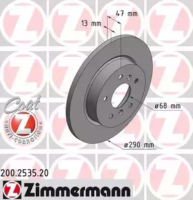 диск тормозной !задн. 290x13/47-5x114 \ Nissan Qashqai II 14> 200253520 ZIMMERMANN