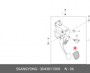 Накладка педали SSANGYONG Actyon (06-/10-),Kyron (05-),Actyon Sports (06-/12-) с 3043811000 SSANG YONG