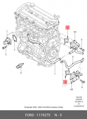 Прокладка FORD Focus (05-08),C-Max (07-10),Mondeo (00-07) системы охлаждения OE 1 119 275 FORD