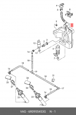 Бачок омывателя AUDI A1 (11-14) стекла ветрового OE 6R0 955 453 G VAG