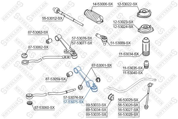 рычаг передний нижний левый! VIN: <020708\ KIA Rio all 00-02 57-53075A-SX STELLOX