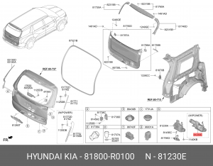 81800R0100 Эл.замок двери багажника в сб. Carnival 20- 81800R0100 (Hyundai & Kia 81800R0100 HYUNDAI