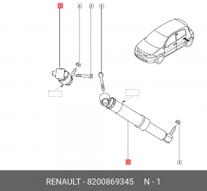 Амортизатор RENAULT Scenic 2 задний левый/правый RENAULT 8200869345 RENAULT