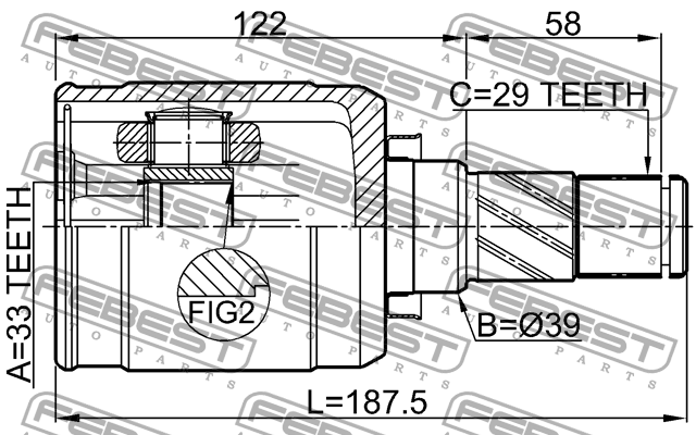 ШРУС внутренний левый NISSAN QASHQAI J10E 2006.12-2013.12 0211-MR20MTLH 0211-MR20MTLH FEBEST