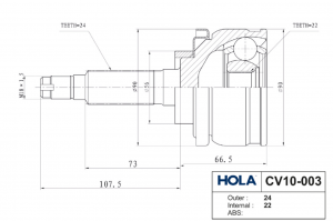 ШРУС для а/м ВАЗ 2123 наружный "HOLA" CV10-003 HOLA