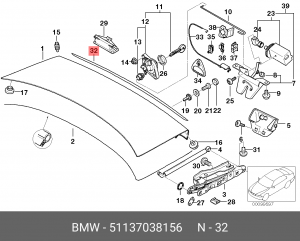 Декоративная планка !хром \BMW 5' E39 51 13 7 038 156 BMW