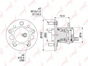 Ступица TOYOTA Camry (12-) задняя левая LYNX WH-1493 LYNXAUTO