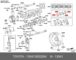 вкладыши шатунные!\ Toyota Land Cruiser Prado/Hilux Surf 3.0TD 1KZ-TE 93> 13041-30020-04 TOYOTA