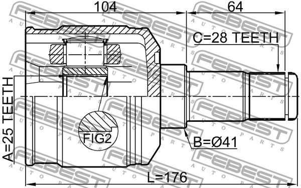 ШРУС ВНУТРЕННИЙ ЛЕВЫЙ 25X41X28 подходит для HYUNDAI ENTOURAGE 2006-2009 2211-SED 2211-SEDLH FEBEST