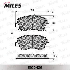 Колодки тормозные передние (Смесь Semi-Metallic) HYUNDAI i30/ELANTRA 11-/CEED 12 E100426 MILES