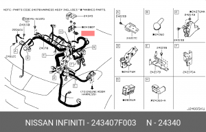 Разъем аккумулятора 24340-7F003 243407F003 NISSAN