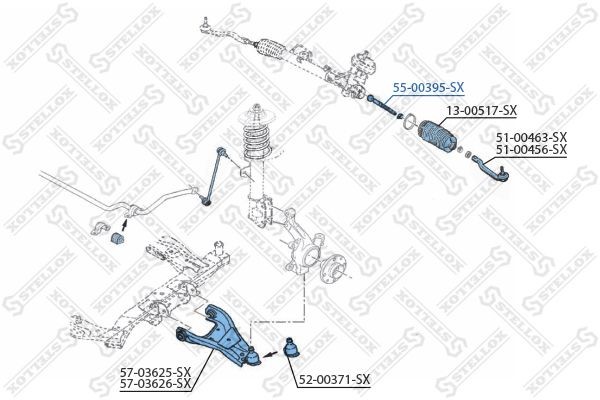 тяга рулевая!\Renault Duster, Dacia Duster 10> 55-00395-SX STELLOX