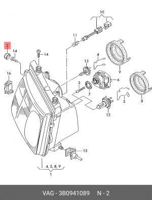 заглушка крепления фары!\ VW Passat 96-00 3B0 941 089 VAG
