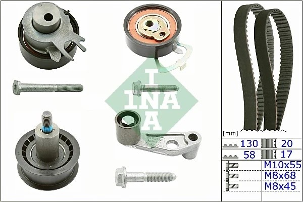 VW GOLF IV/BORA (1997-2005)/ POLO 4 РОЛИКА +2 РЕМНЯ 530 0089 10 INA