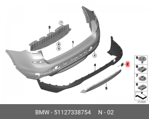 Заглушка BMW X4 (F26) крюка буксировочного бампера заднего OE 51 12 7 338 754 BMW