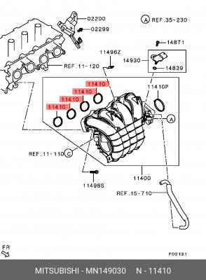 Прокладка коллектора MITSUBISHI Colt (04-) впускного OE MN149030 MITSUBISHI