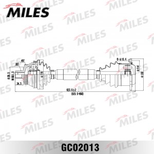 Привод в сборе правый AUDI A4/VW PASSAT 1.9TD-2.8 97-00 (ABS) (GKN 301287) GC020 GC02013 MILES