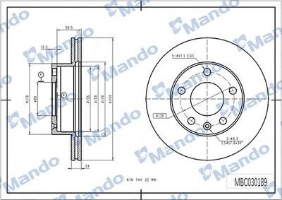 Диск тормозной HYUNDAI Tucson (04-),Getz KIA Sportage (04-) передний (1шт.) MAND MBC030191 MANDO