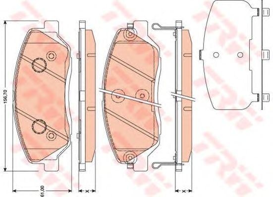Колодки передние HYUNDAI SANTA FE I-III, KIA SORENTO II, SSANYONG ACTYON II GDB3 GDB3418 TRW