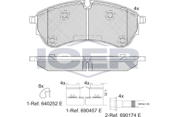 142284 колодки дисковые передние!\ VW Crafter, Man TGE 2.0TDI 16> 142284 ICER
