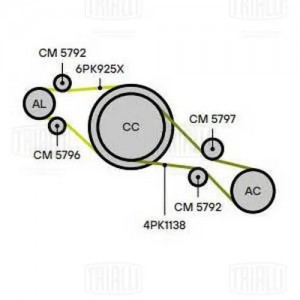 Ролик привод. ремня VW Touareg III (18-) 3.0d [EA897] (опор.) прав. (CM 5792) CM5792 TRIALLI