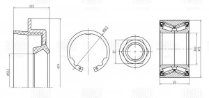 Подшипник ступицы Kia Carnival (98-) перед. (кмпл:подш./гайка/сальн./стоп.кол.)  CS 0895 TRIALLI